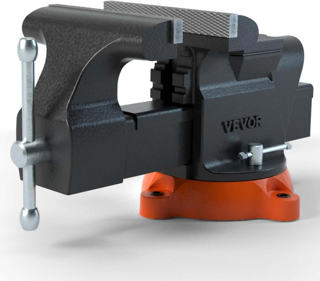 6-Inch Heavy Duty Bench Vise with 360-Degree Swivel Base - Perfect for Drilling, Pipe Cutting, and More! Includes Anvil, Bolts & Nuts