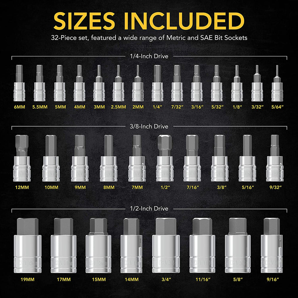 Premium 32-Piece Master HEX Bit Socket Set - S2 Alloy Steel with Enhanced Storage Case (LX-144)