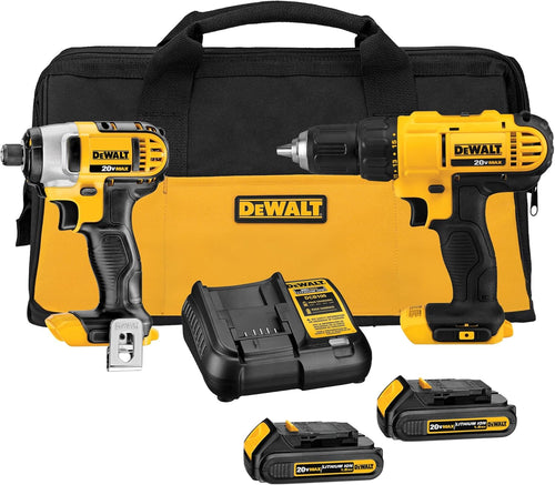20V MAX Cordless Drill & Impact Driver Combo Kit - 2 Batteries, Charger & Bag Included!