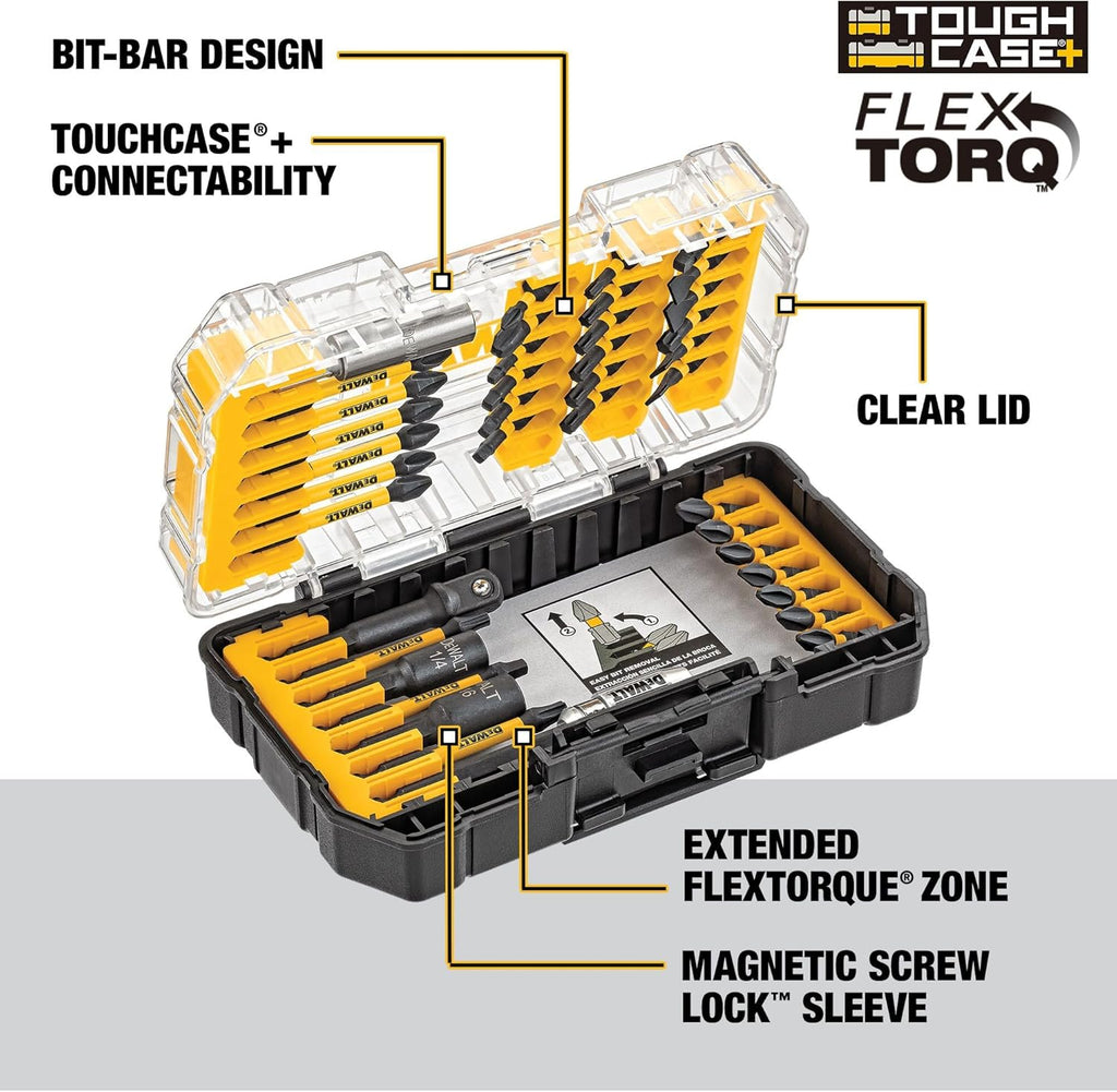 40-Piece Impact Ready Screwdriver Bit Set with Storage Case - Flextorq Impact Driver Bits (DWA2T40IR)