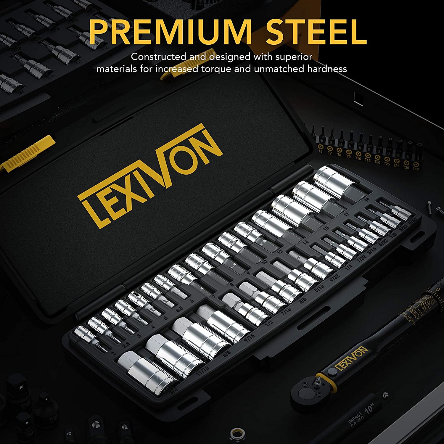 Premium 32-Piece Master HEX Bit Socket Set - S2 Alloy Steel with Enhanced Storage Case (LX-144)