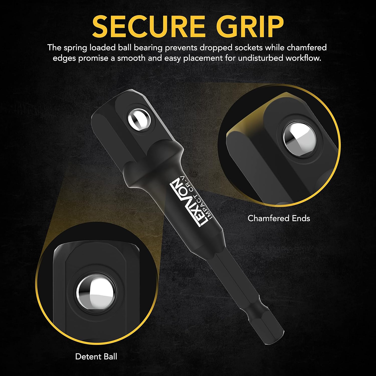 Versatile Impact Grade Socket Adapter Set - 3-Piece Extension Bit with Holder for 1/4", 3/8", and 1/2" Drive - Transform Your Power Drill into a High Torque Impact Wrench (LX-101)