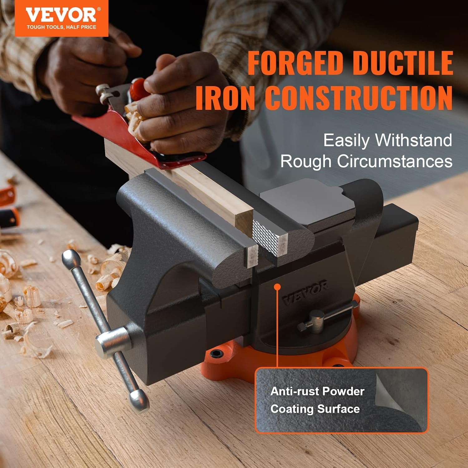 6-Inch Heavy Duty Bench Vise with 360-Degree Swivel Base - Perfect for Drilling, Pipe Cutting, and More! Includes Anvil, Bolts & Nuts