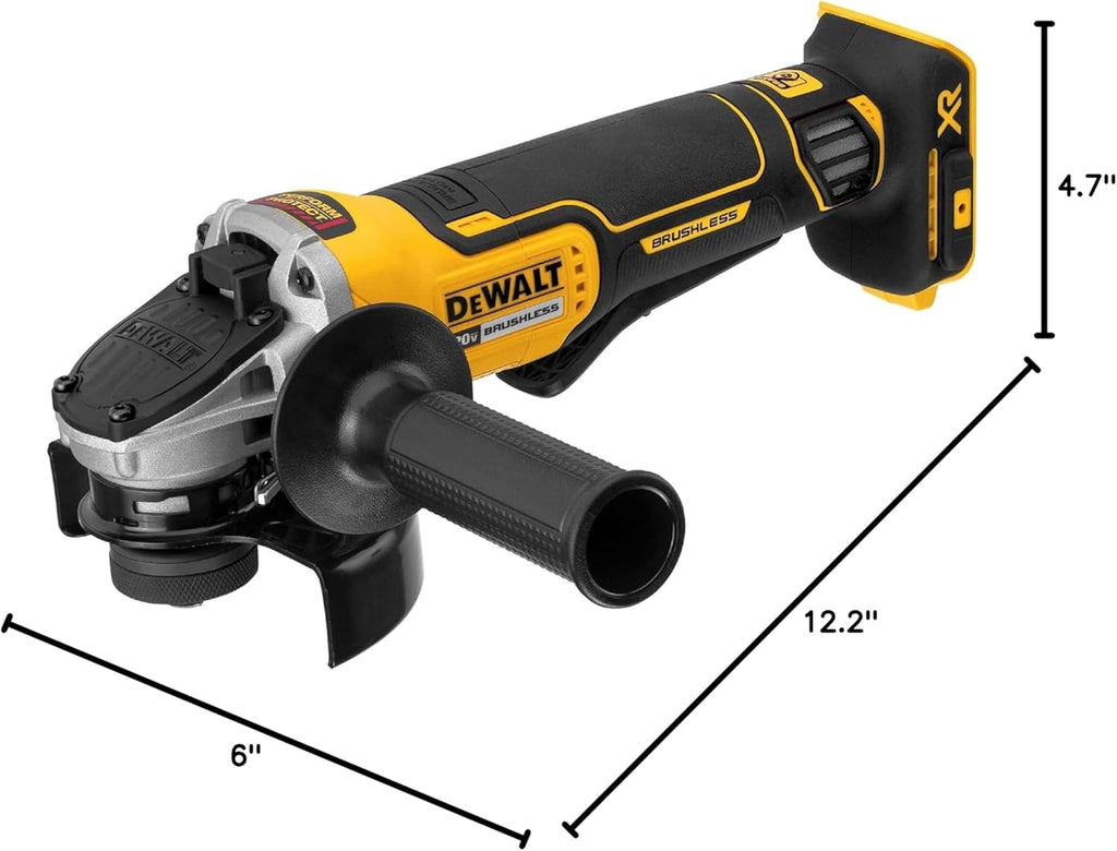 Powerful 20V MAX* Cordless Brushless Angle Grinder - 4.5 Inch with Paddle Switch & Kickback Brake (Tool Only)