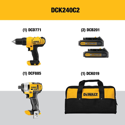 20V MAX Cordless Drill & Impact Driver Combo Kit - 2 Batteries, Charger & Bag Included!