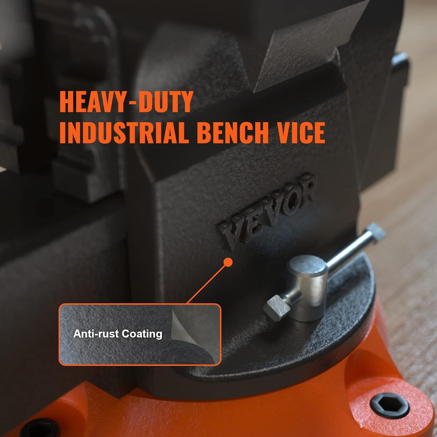 6-Inch Heavy Duty Bench Vise with 360-Degree Swivel Base - Perfect for Drilling, Pipe Cutting, and More! Includes Anvil, Bolts & Nuts