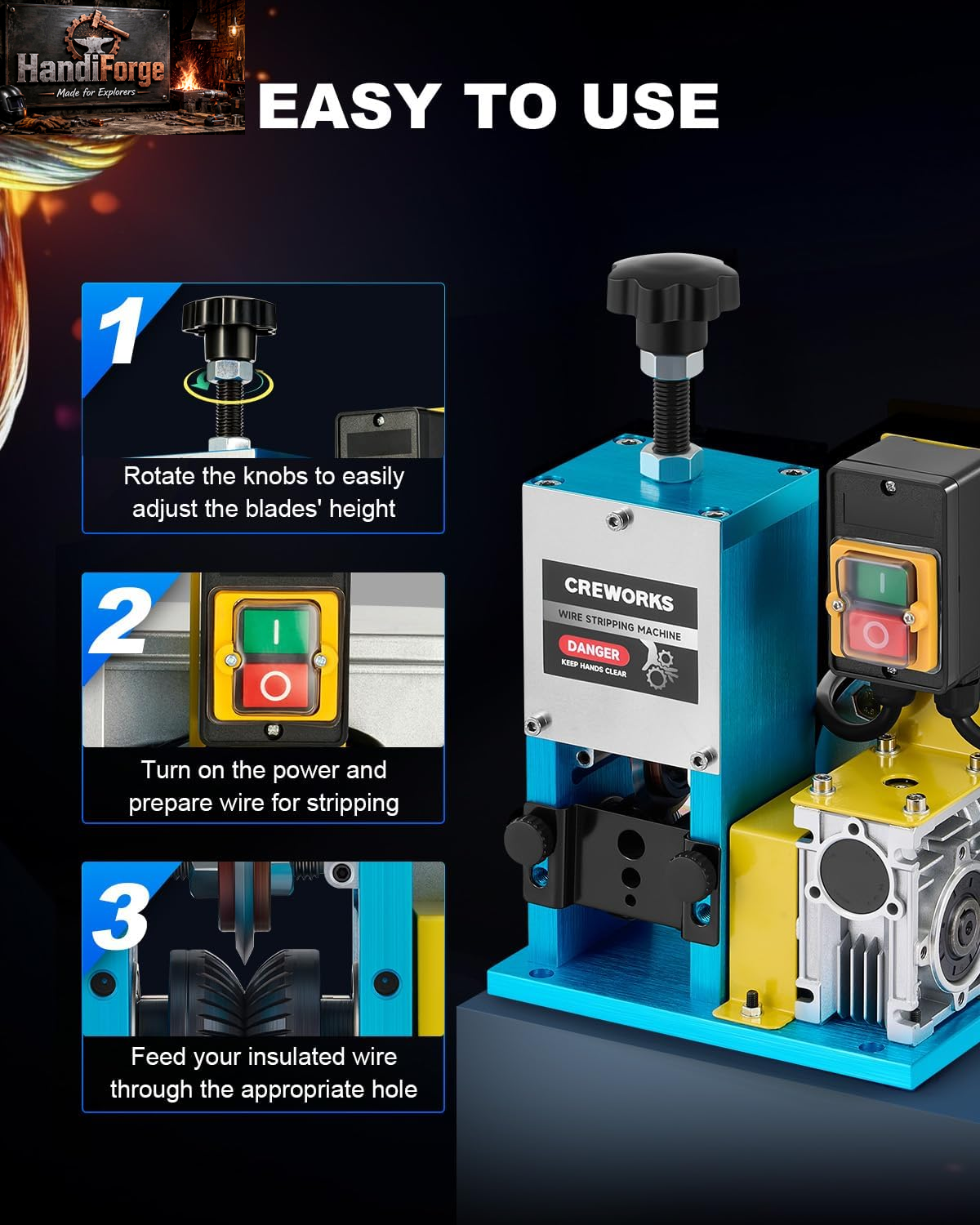 180W Automatic Electric Wire Stripper - High-Efficiency Copper Stripping Machine for 1.5-25mm Cables, Perfect for Scrap Wire Recycling
