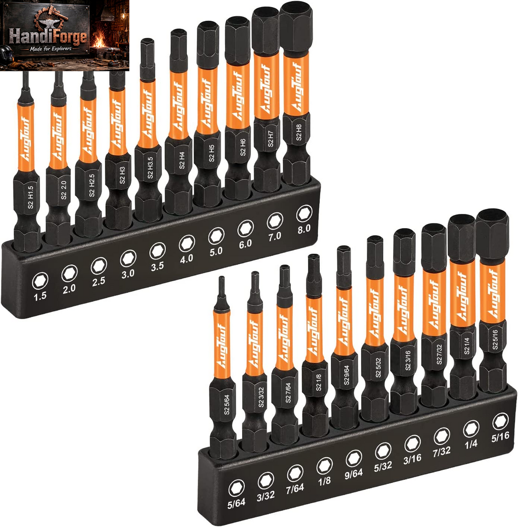 20-Piece Magnetic Impact Hex Head Allen Wrench Drill Bit Set - Durable S2 Steel with Storage Box