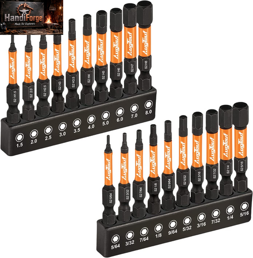 20-Piece Magnetic Impact Hex Head Allen Wrench Drill Bit Set - Durable S2 Steel with Storage Box